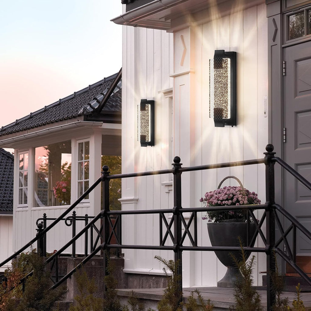 camuucci Dusk to Dawn Outdoor Light,15.7 Inches LED Porch Lights Outdoor Waterproof Modern Outside Sconce Wall Mount for Doorway Hallway Porch Patio Yard Doorway Black