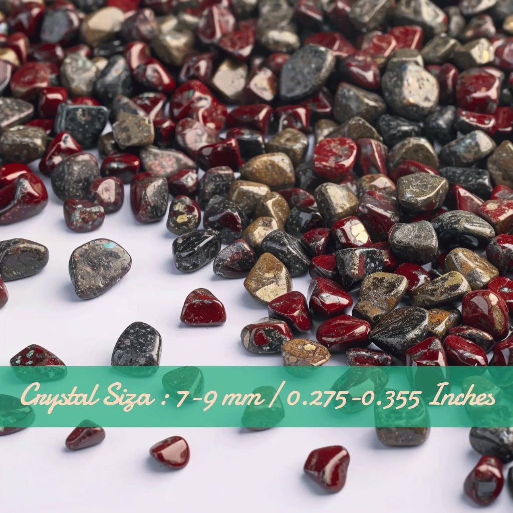 Polished Dragon Blood Jasper Crystal Chips 200 Pcs - 0.3" 10 oz Tumbled Stone Chips Crushed Sea Glass Stones Healing Reiki Crystal Making Home Decoration
