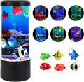 Toycol Bubble Aquarium Lamp | Fish Lamp Kit with 6 Fake Swimming Fish | Sensory Night Light with Energy-Safe USB Powered | 7 Color Changing Mood Light for Kids Bedroom, Desk, Office Decor and Gifts