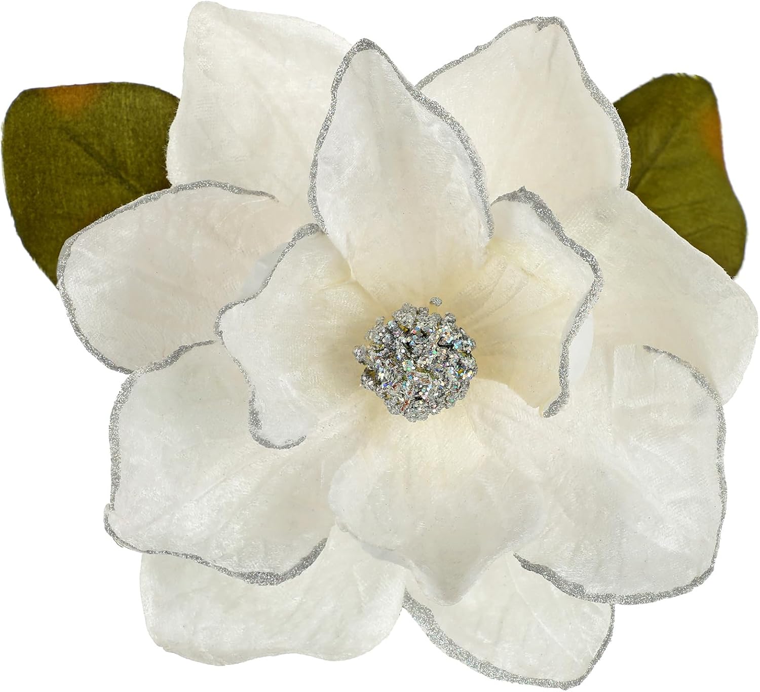Briful Set of 3 Artificial Christmas Magnolias Flowers – 30’’ Long Stem Faux Magnolia Stems for Tree Ornaments, Holiday Centerpieces & Christmas Decor, White