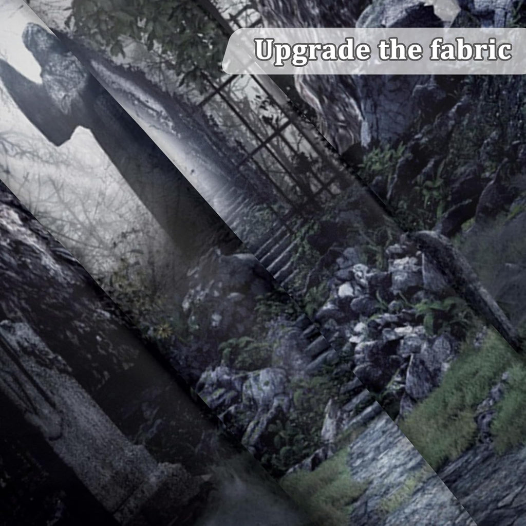 Renaiss Fabric Dark Forest Backdrop Dilapidated Stone Path in Dark Woods Leading to Bright Exit Photography Background Scary Halloween Scene Photoshoot Backdrop 8x6ft
