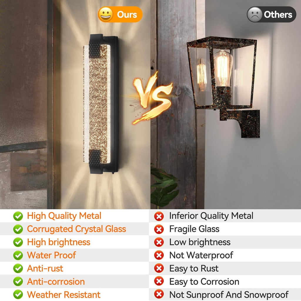 camuucci Dusk to Dawn Outdoor Light, 23.6 Inches LED Porch Lights Outdoor Waterproof Modern Outside Sconce Wall Mount for Doorway Hallway Porch Patio Yard Doorway Black