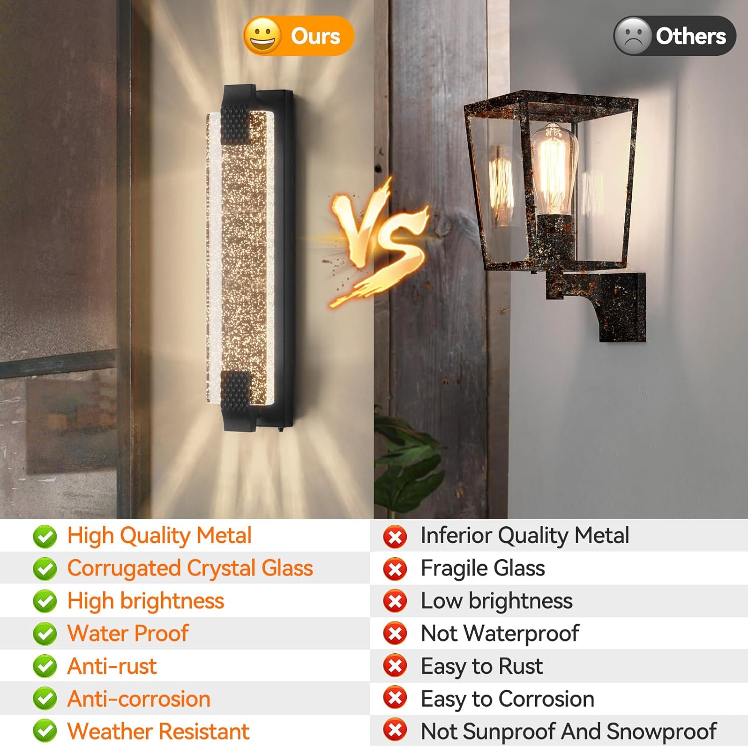 camuucci Dusk to Dawn Outdoor Light, 23.6 Inches LED Porch Lights Outdoor Waterproof Modern Outside Sconce Wall Mount for Doorway Hallway Porch Patio Yard Doorway Black