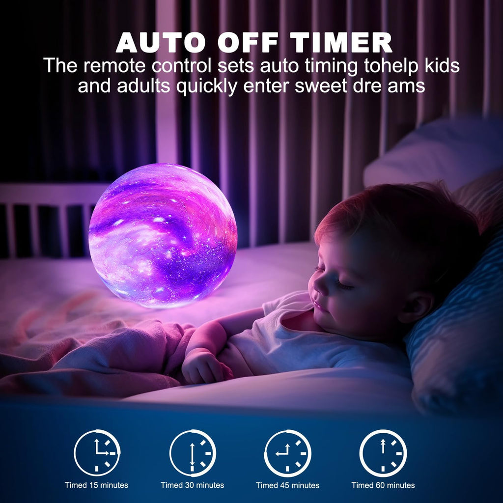 Moon Lamp Galaxy Lamp 6 inch 16 Colors LED 3D Moon Light, Remote & Touch Control Lava Lamp Moon Night Light Gifts for Girls Boys Kids Women Birthday