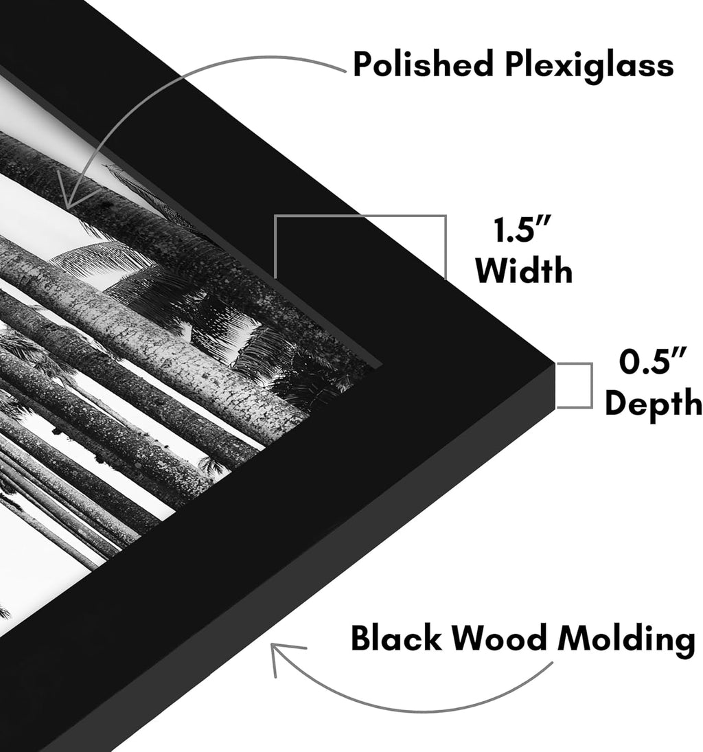Americanflat 28x40 Poster Frame with Polished Plexiglass - Black Picture Frame - Wide Photo Frames Made of Engineered Wood for Vertical or Horizontal Wall Display - Epic Collection - Black