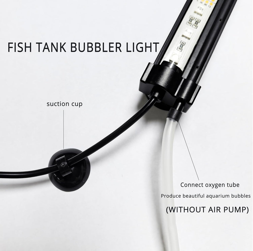 Submersible Aquarium Light,LED Aquarium Air Bubble Light,RGB Color Changing Brightness Adjustable Timing Waterproof Remote Control Fish Tank Light Bar,Aquarium Light Bubbler Wall,7inch