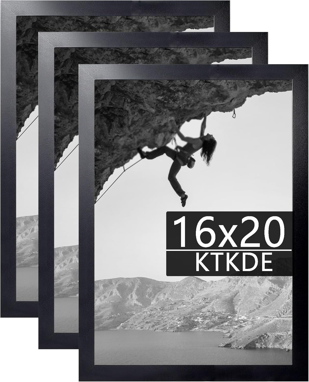 KTKDE 16x20 Picture Frame black Set of 3,wooden Poster Frames with Polished Plexiglass, Wall Gallery Decorating for Minimalist Style Suitable,Any style Best gift