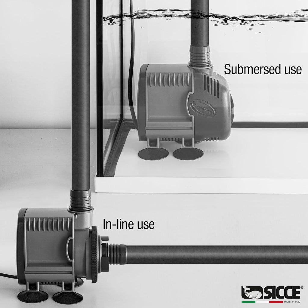 SICCE Syncra Silent 3.0 Multifunction 714 GPH Submersible Water Pump | Italian Made 48W Ultra Quiet Durable Aquarium Fish Tank, Fountain, Pond, Hydroponics, Terrarium Black | Freshwater & Saltwater