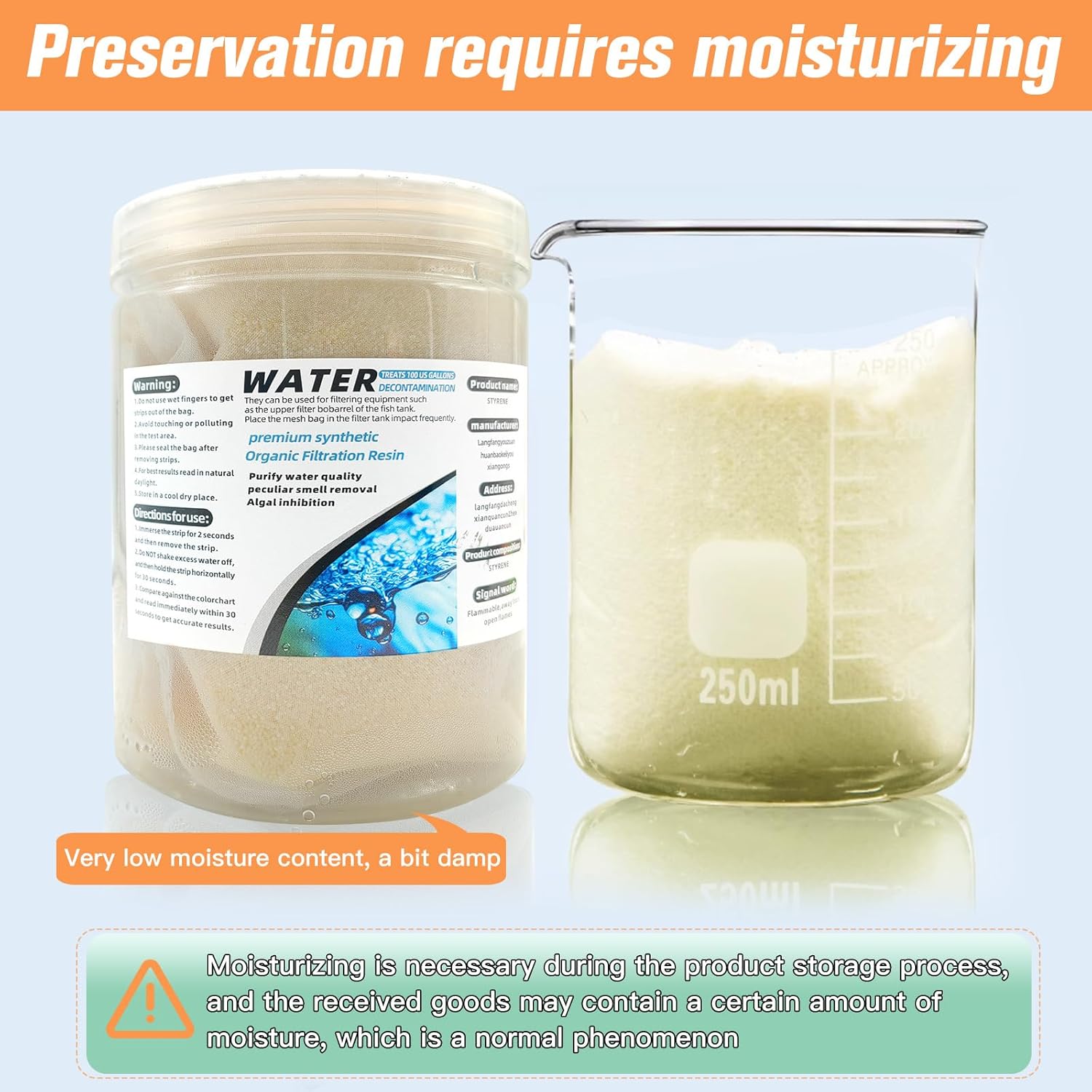 WDEFUN Aquarium Filter Media, 300 ml 2 Packs with Free Mesh Bag Organic Filtration Resin, Remove Driftwood Tannins Suitable for Freshwater and Saltwater Fish Tank
