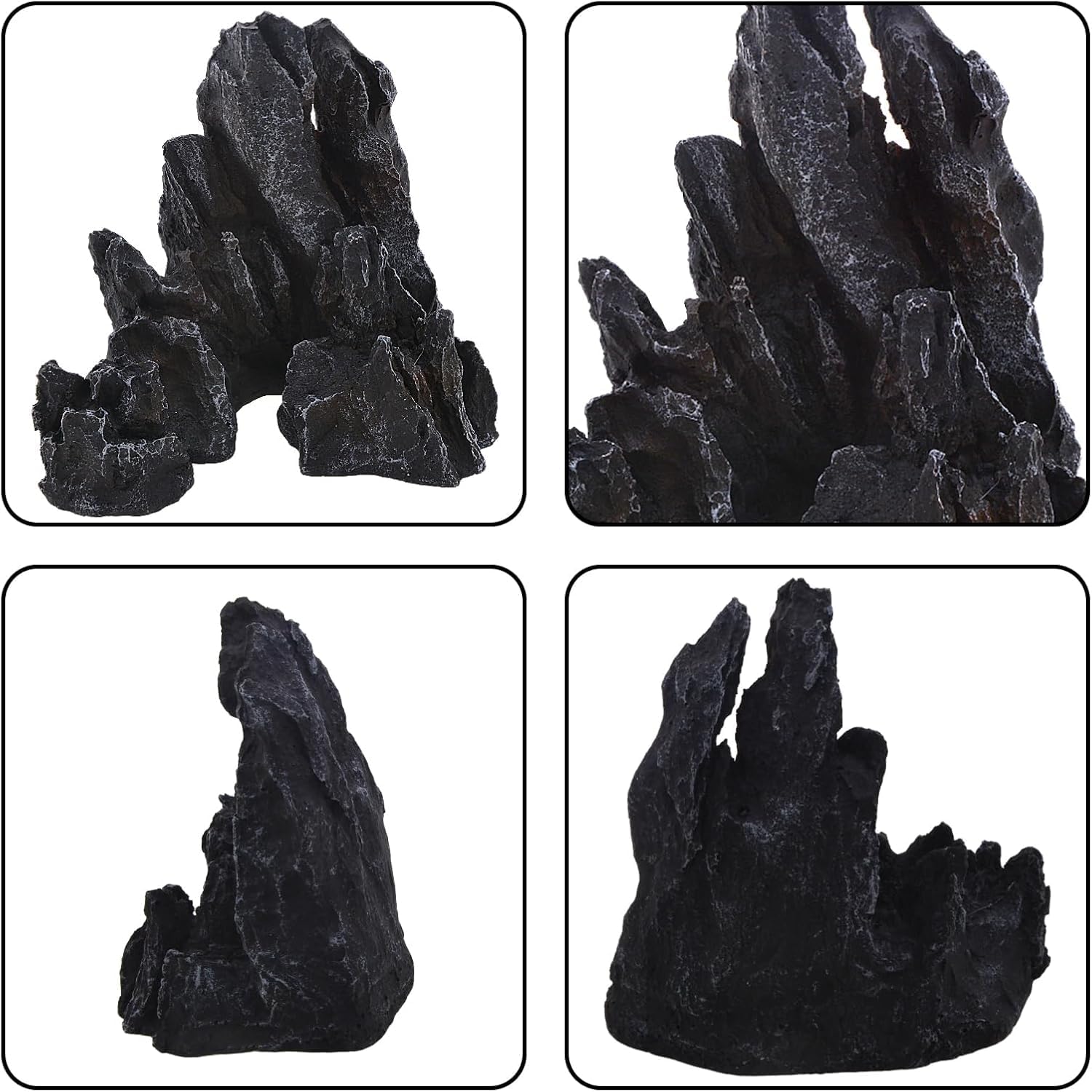 AnRui Aquarium Mountain Artificial Jagged View Stone Decorations Resin Betta Cichlids Hideaway Rock Aquascaping Hiding Cave Hermit Crab Hideout Ornaments (Small)