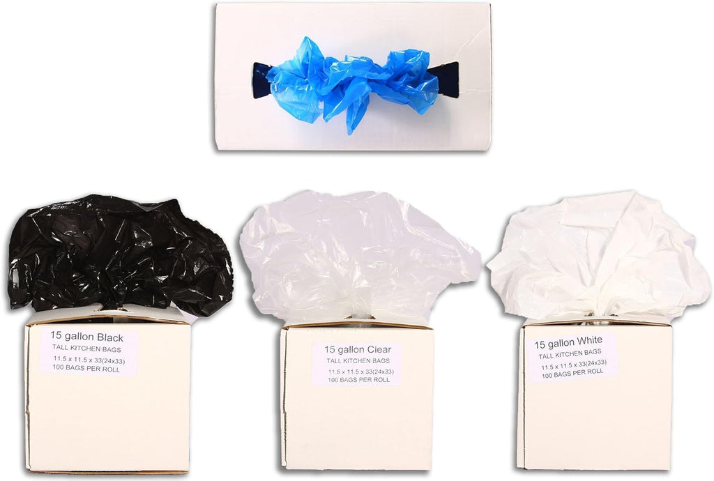 RESILIA Tall 15 Gallon Trash Bags - Black Recycling 100 Bags/Roll, 1 Mil, 0.001 Inch Thick, 24x33 inches (WxH), Wire Ties Included, MADE IN USA