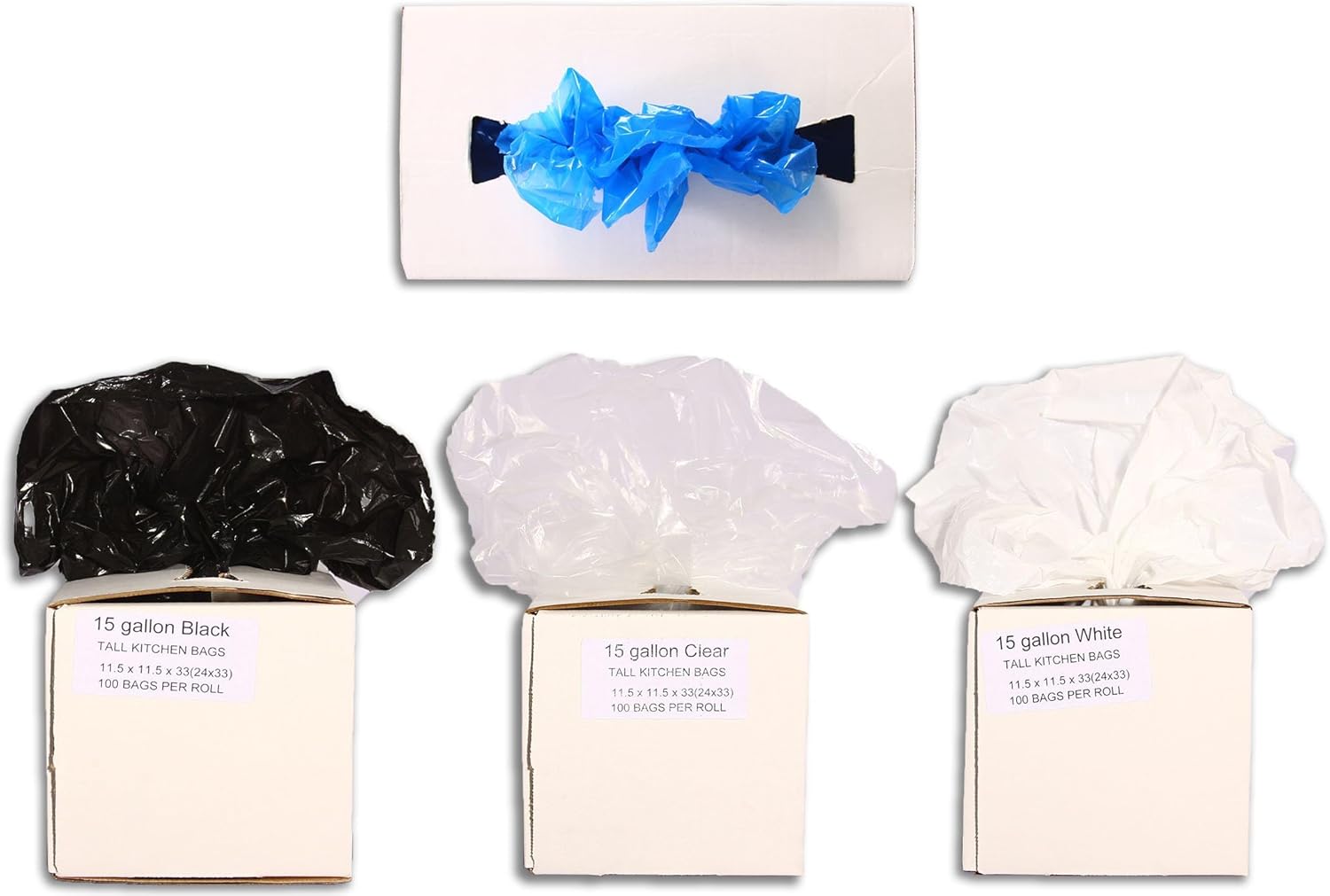 RESILIA Tall 15 Gallon Trash Bags - Black Recycling 100 Bags/Roll, 1 Mil, 0.001 Inch Thick, 24x33 inches (WxH), Wire Ties Included, MADE IN USA