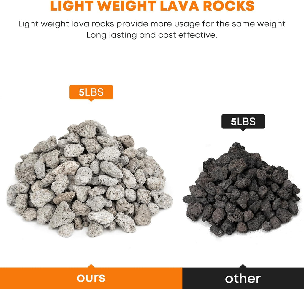 Stanbroil Light Weight White Lava Rock Granules - Natural Volcanic Rocks Decorative Landscaping Stones for Outland Living Bond Portable Fire Pit, Gas Log Set and Fireplace - 5 Pounds (1.2" - 1.9")