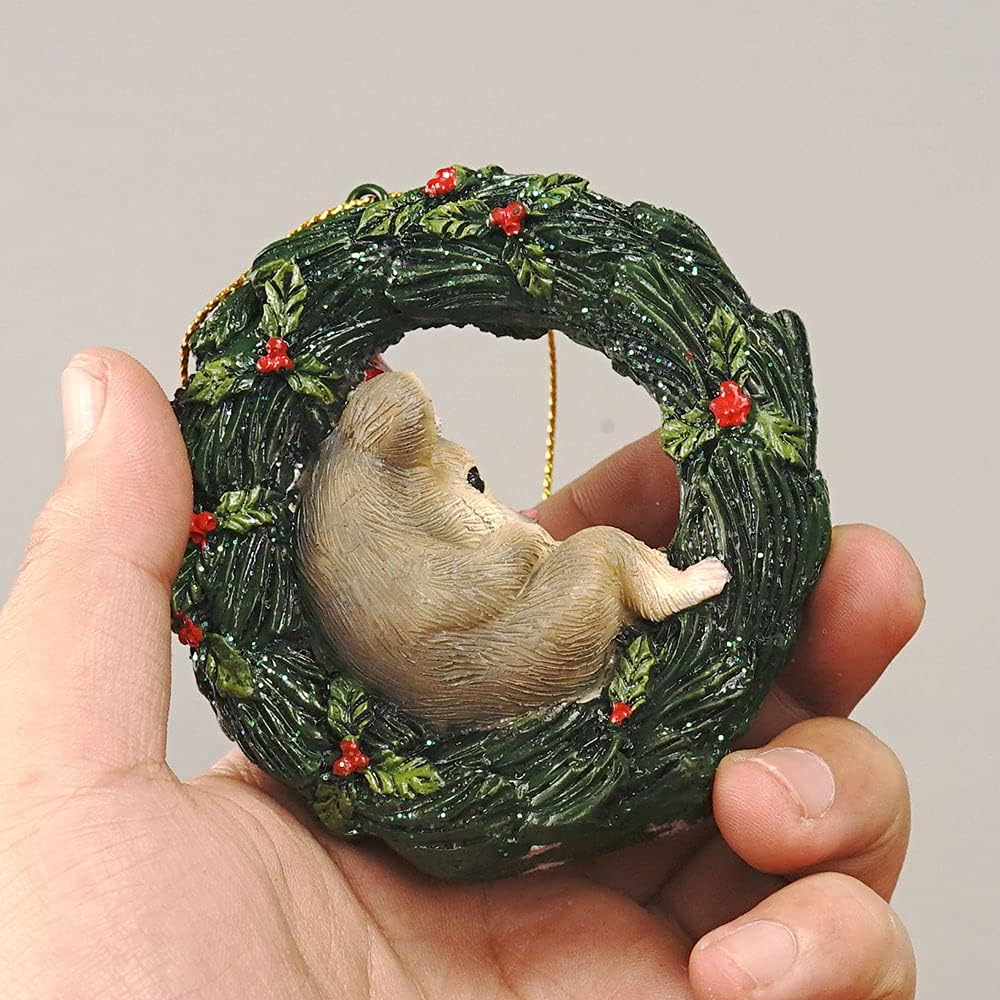 Christmas Small Animal Wreath Swing Ornament Hanging Decor for Xmas Tree Home Office Room Decoration with String (New, Mouse)