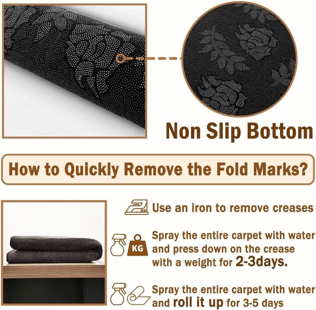 Floral Landscape Runner Rug, 3.3x10ft, Stereoscopic Floral Purple Violet Hydrangea Green Leaf Plants 3D Illusion Hallway Rug, Easy Clean Low Pile No Crease Carpet for Porch Kitchen