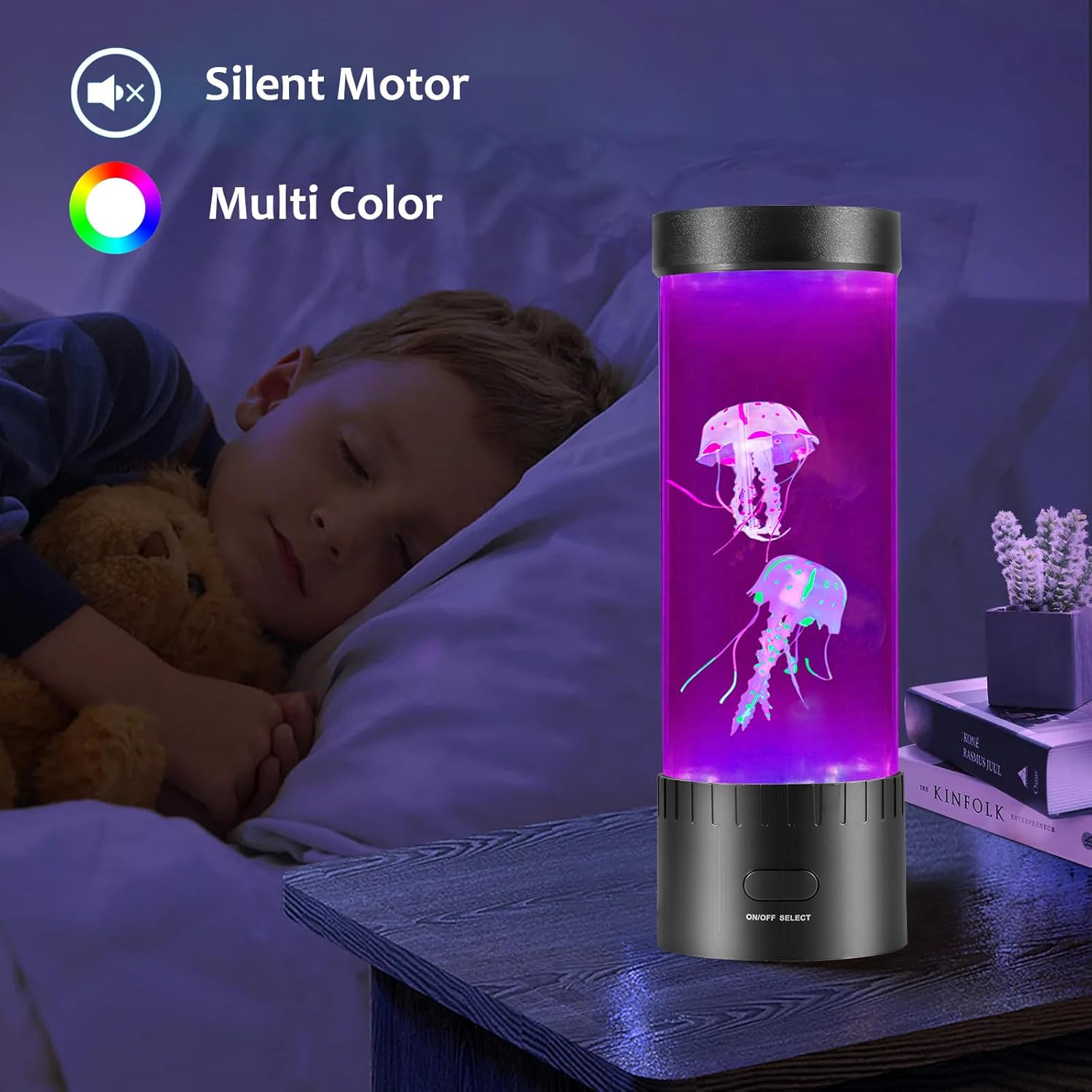 Jellyfish Lamp with Realistic Movement – 2 Lifelike Jellyfish, 16-Color LED Night Light, Lava Lamp Effect & Water-Powered Aquarium Decor for Bedroom, Office, Kids Room – Easy Setup, Whisper-Quiet