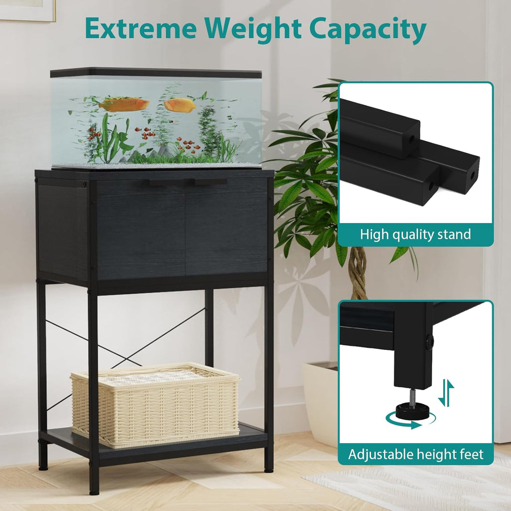 TFK 20-29-37 Gallon Fish Tank Stand, Aquarium Stand with Cabinet Storage for Aquarium Stand, Cabinet for Fish Tank Accessories Storage, Heavy Duty Tank Stand for Home Office Turtle Reptile Tank Stand