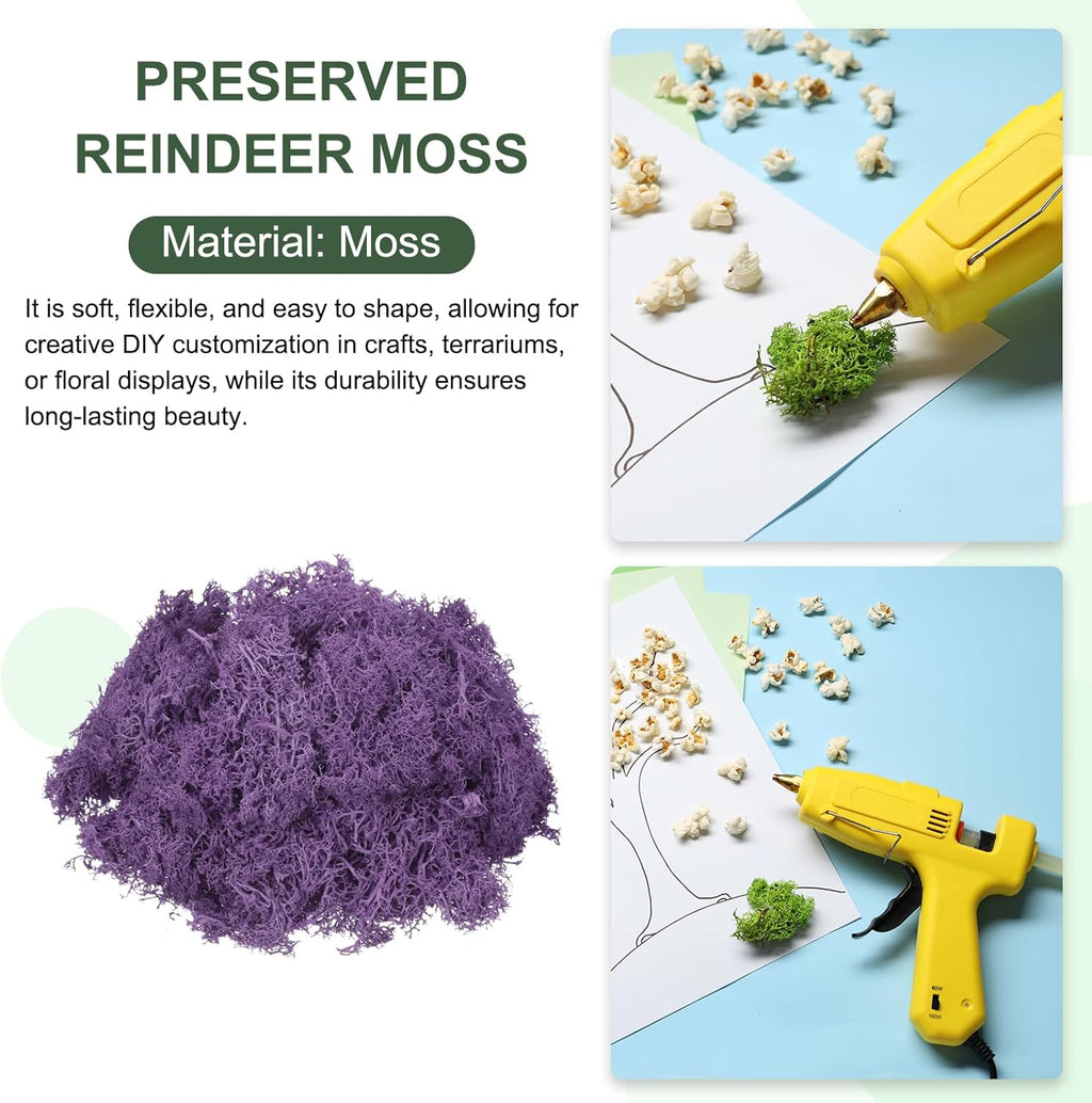 MECCANIXITY 3oz Preserved Reindeer Moss, Purple Decorative Artificial Fake Moss for Potted Plants Indoor Crafts Lichen Centerpieces Decor