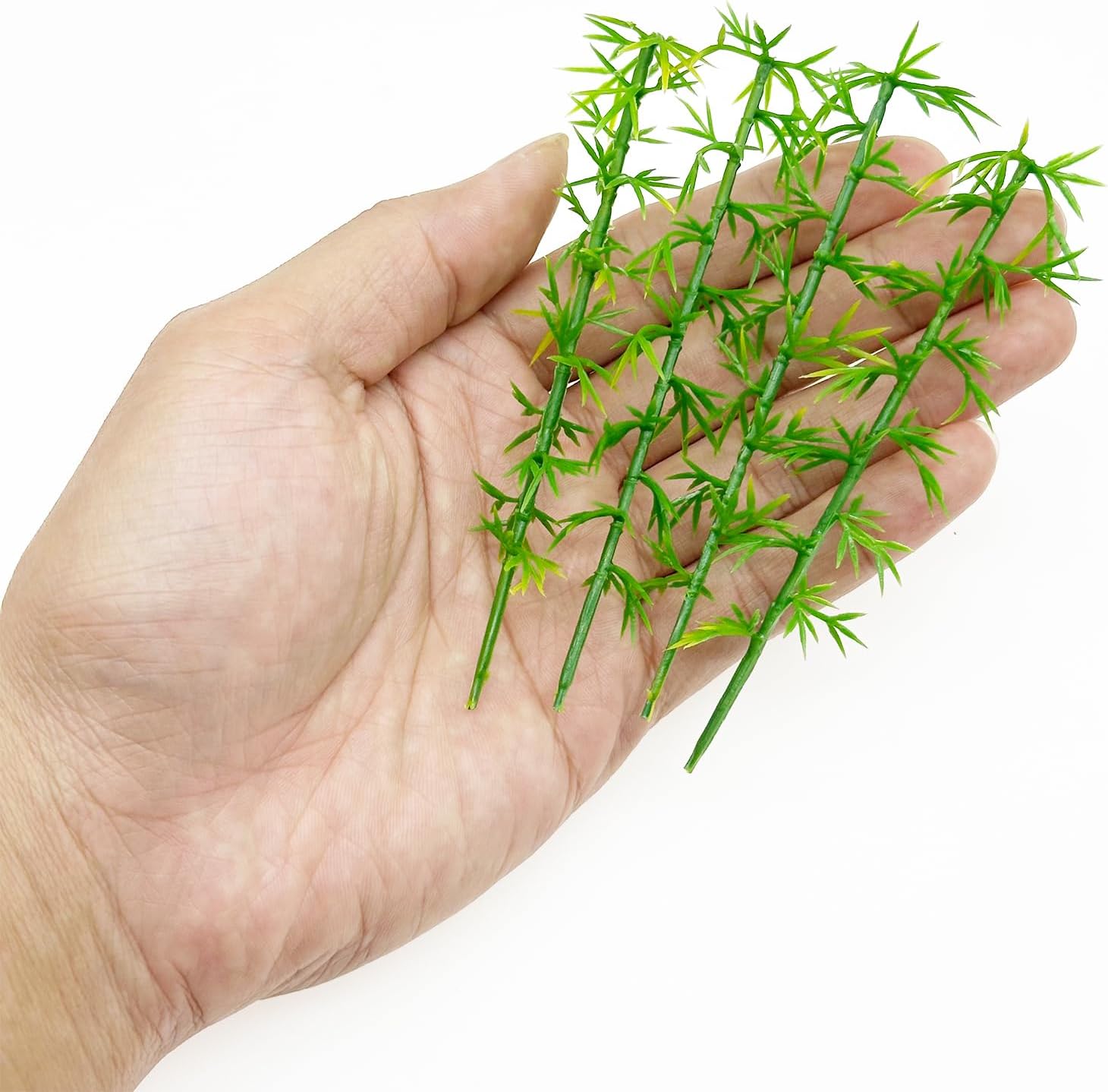 Woohome Model Miniature Bamboo Trees, Green Plastic Bamboo Trees for Building Model, Home Miniature Landscape Landform Diorama Project, 50 PCS, 3.94’’