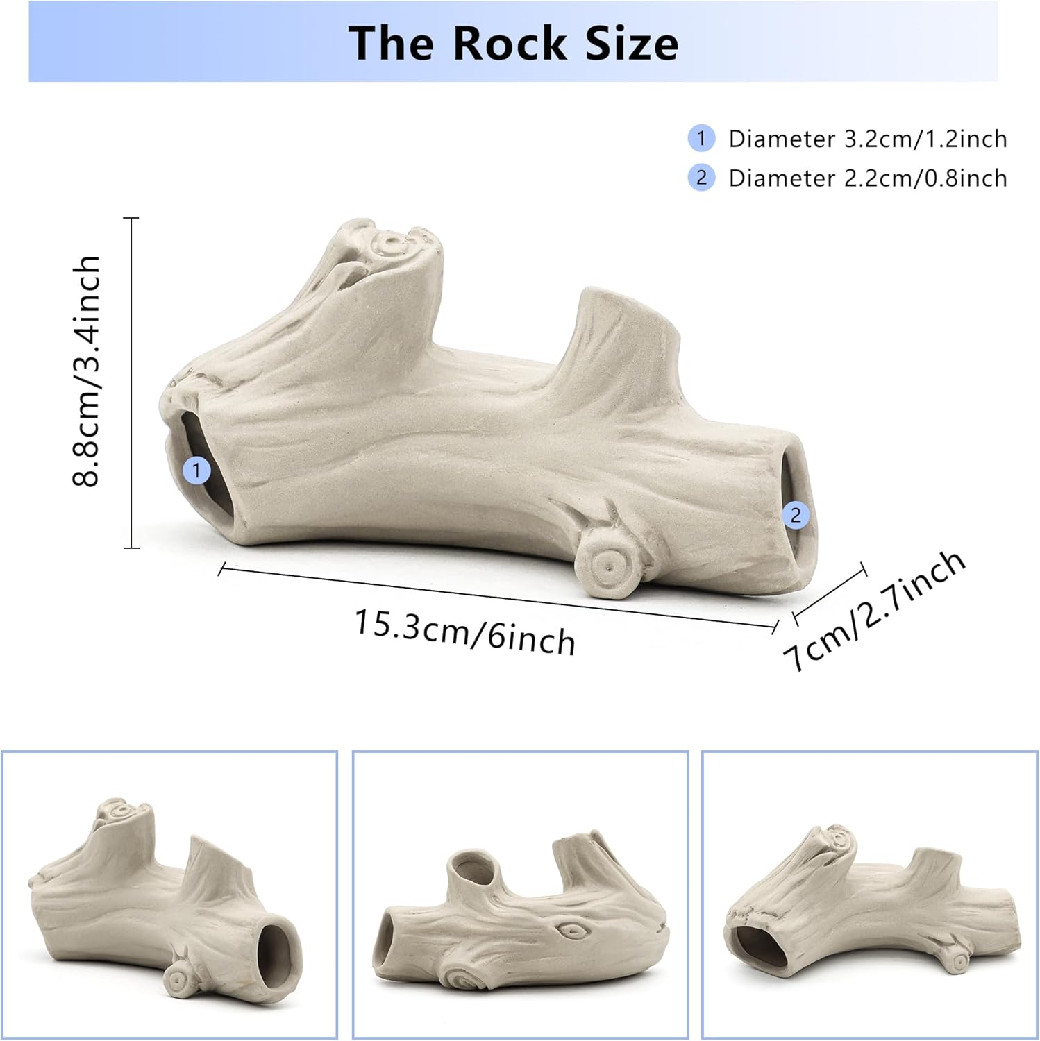 Aquarium Decorations Ceramic Artificial Stump Cave,Betta Fish Tank Accessories Hollow Tree Stump Decor 3-Piece Set