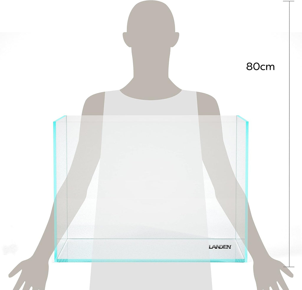 Landen 60H 30 Gallon Rimless Low Iron Aquarium Tank, 23.6" W × 17.7" D × 17.7" H (60cm x 45cm x 45cm) 8mm Thickness with Black Nano Foam Leveling mat Included