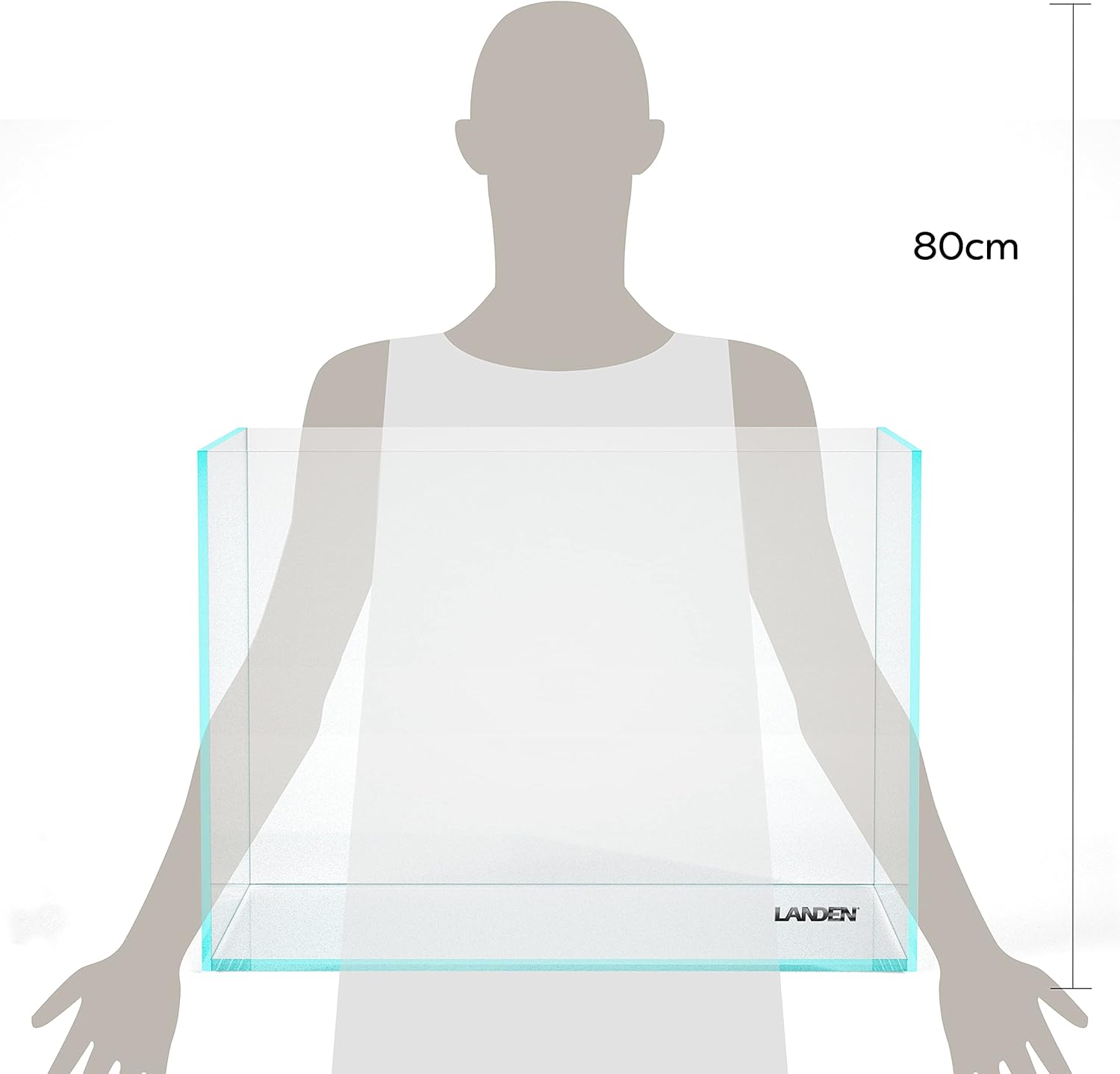 Landen 60H 30 Gallon Rimless Low Iron Aquarium Tank, 23.6" W × 17.7" D × 17.7" H (60cm x 45cm x 45cm) 8mm Thickness with Black Nano Foam Leveling mat Included