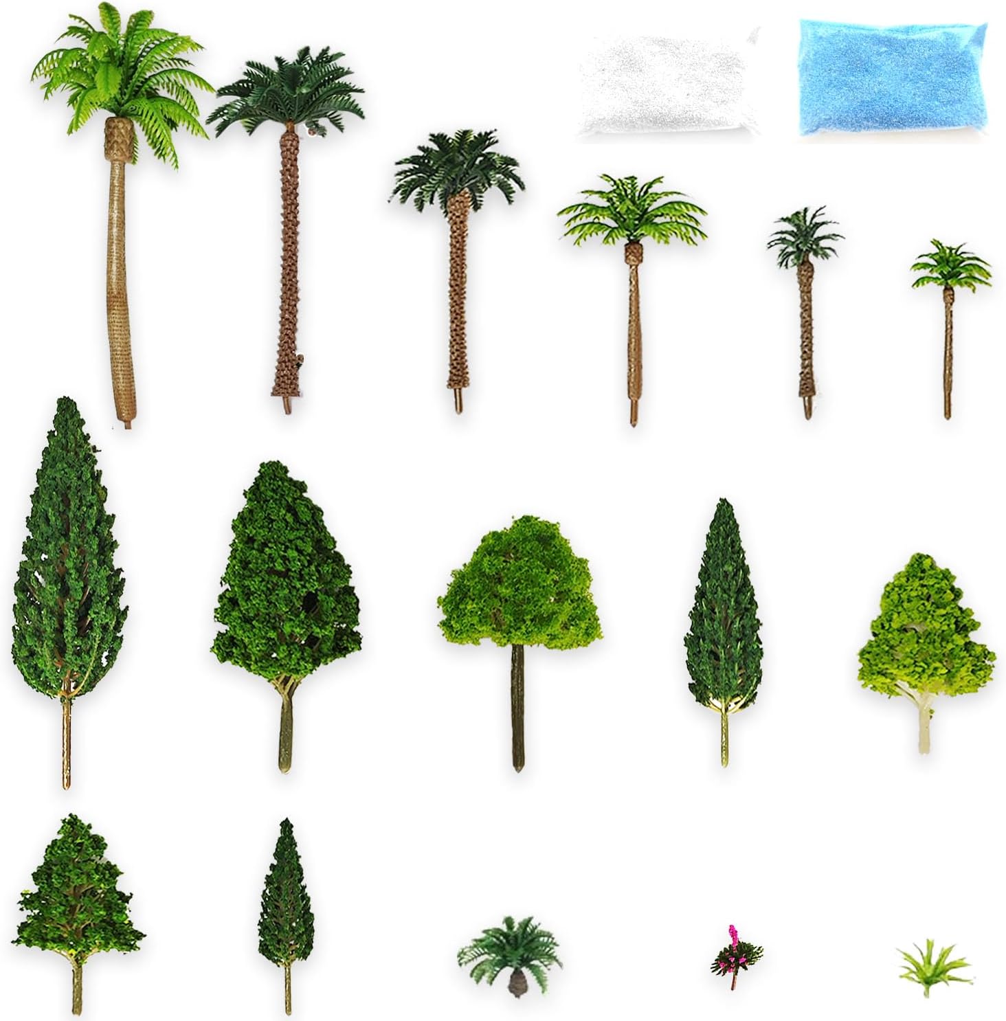 Model Trees, Miniature Palm Trees, 38Pcs, Architecture Tree, Rainforest with Sand for DIY Scenery Landscape, Model Train Scenery