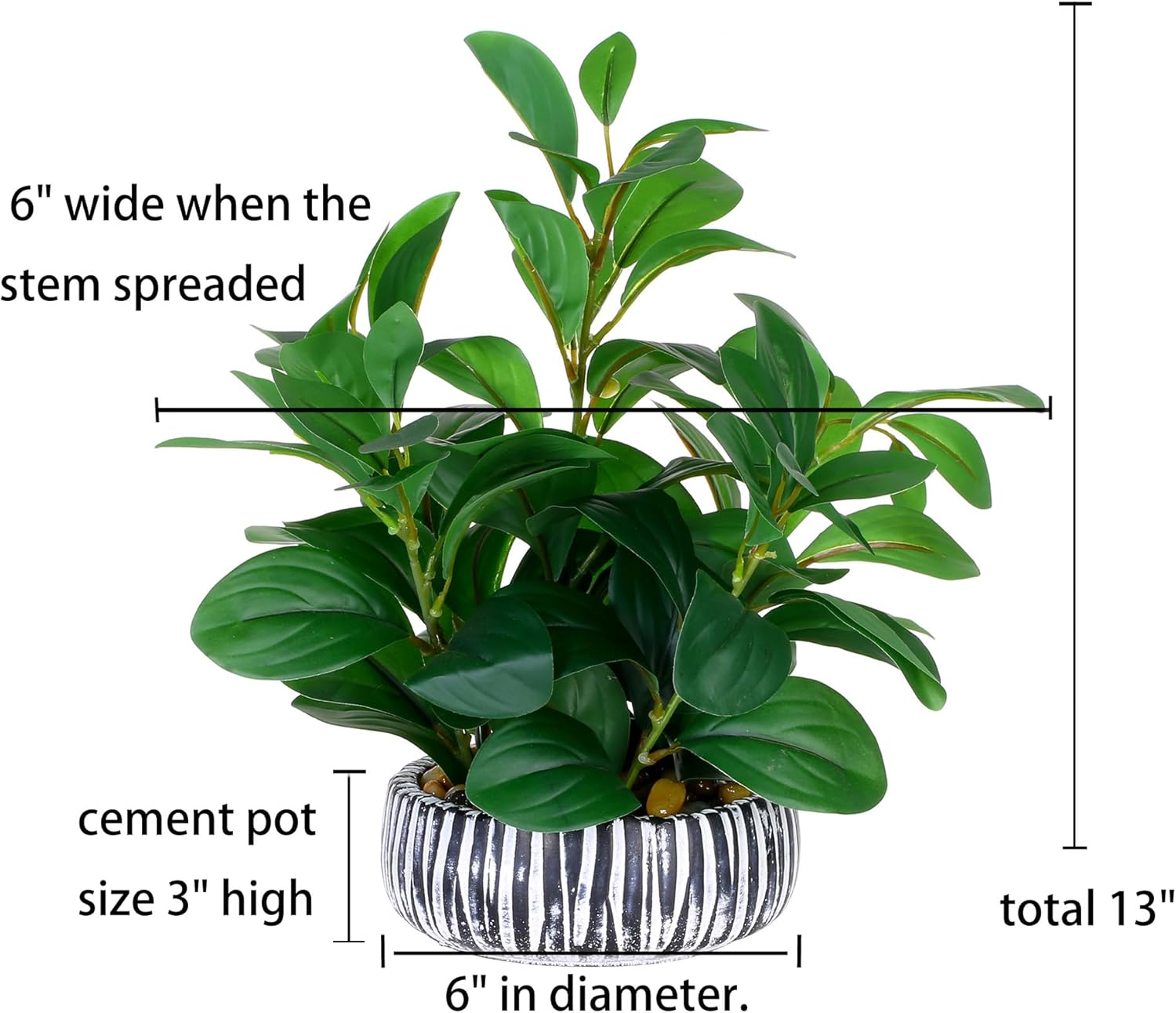 NASAMA Artificial Plants Decor Greenery Potted Fake Plant with Rustic Black Clay Planter for Restaurant Bathroom Bedroom Kitchen Office Table Desk Decor (Height 13")