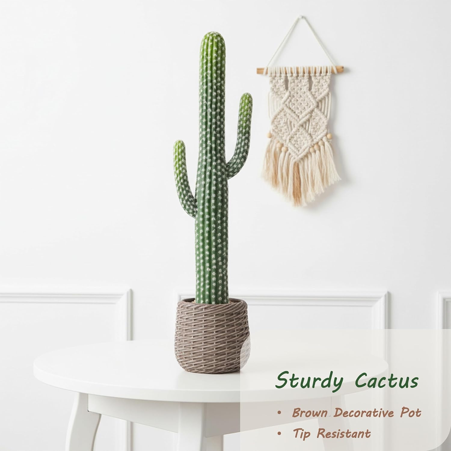 bellacat 32in UV Resistant Fake Cactus with Brown Decorative Pot, Realistic Faux Cactus Plants Indoor, Artificial Cacti for Table Living Room Office Porch Home & Outdoor Decor, 2 Pack