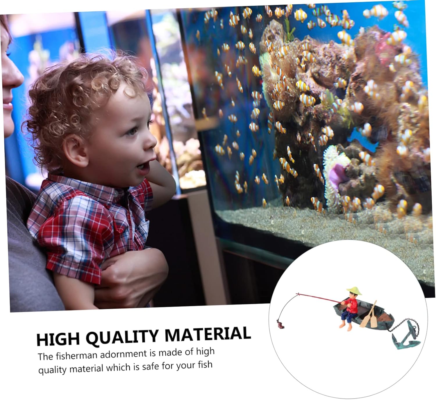 1pc Dynamic Aquarium Fisherman Decor with Air Pump Compatibility Lifelike Resin Adornment for Fish Tank Landscape Compact and Aquarium Ornament