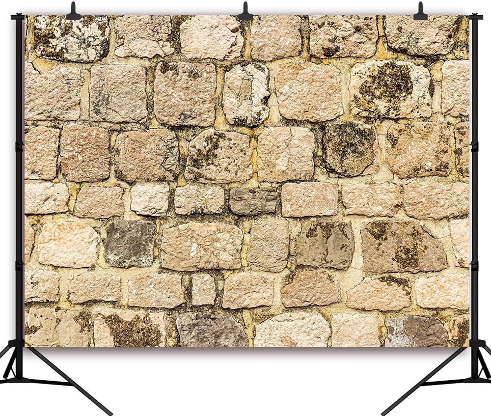 CapiSco Vintage Stone Wall Backdrop 7x5FT Ancient Rock Wall Textured Background for Photography Home Garden Wallpaper Party Decorations Banner