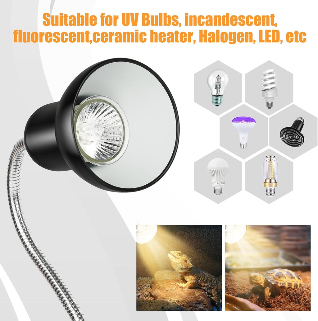 Reptile Heat Lamps, UVA/UVB Turtle Heat Lamp,Turtle Aquarium Light Bulbs, Heating Lamps with Cycle Timer, 360° Rotatable Heat Lamp for Lizard Turtle Snake Aquarium Aquatic Plants,2 Heat Bulbs 110V