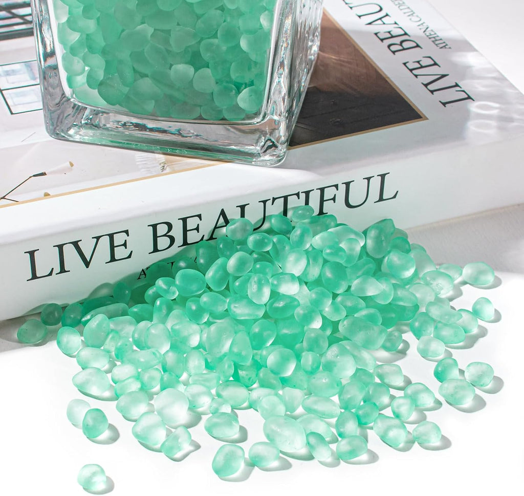 Keedolla Mint Green Sea Glass Stones Frosted Glass Pebbles Gemstones for Aquarium Rocks, Fish Tank Gravel, Vase Fillers, DIY Crafts - 230g/8oz