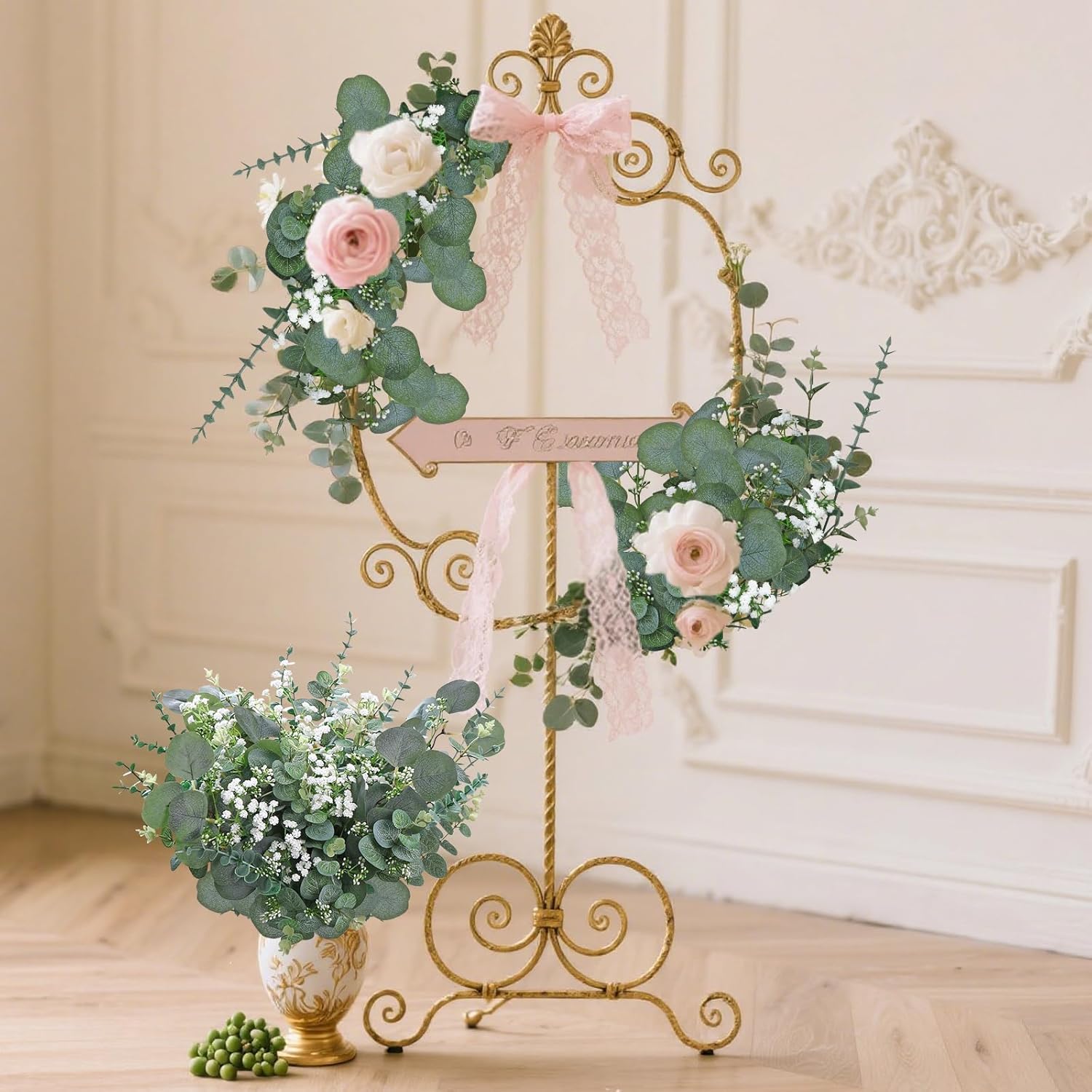 KHOYIME Artificial Eucalyptus Greenery Stems 120PCS with 4 Kinds of Mixed Faux Babys Breath Flowers Fake Green Leaves Plants Bulk, DIY Floral Bouquets Arrangement for Wedding Party Table Home Decor