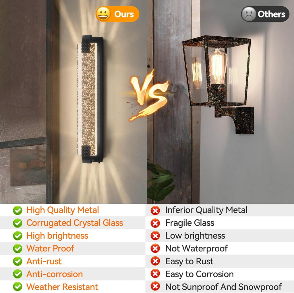 camuucci Dusk to Dawn Outdoor Light, 31.1 Inches LED Porch Lights Outdoor Waterproof Modern Outside Sconce Wall Mount for Doorway Hallway Porch Patio Yard Doorway Black