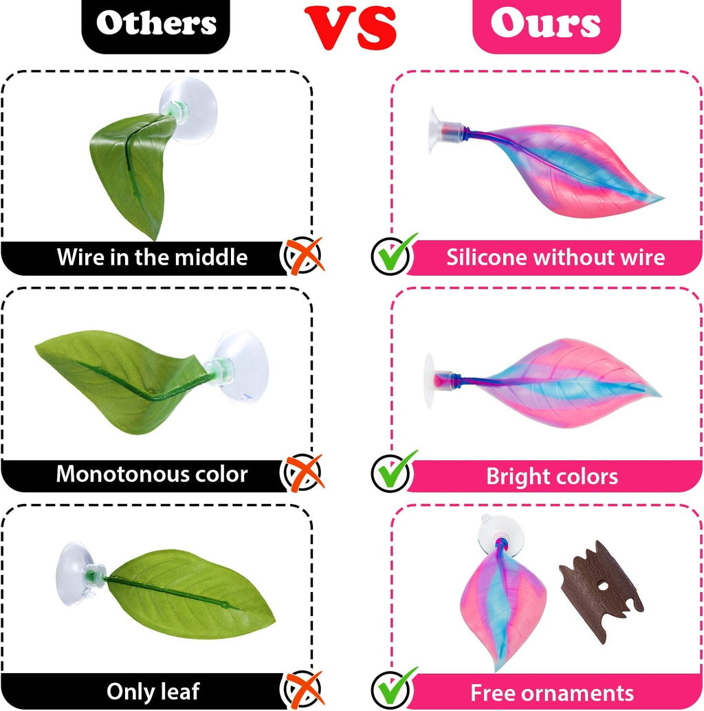 WILLBOND 2 Pieces Silicone Betta Fish Bed Leaf Hammock Betta Fish Tank Accessories, Practical Resting Spot, No Bpa, Comfortable and Safe