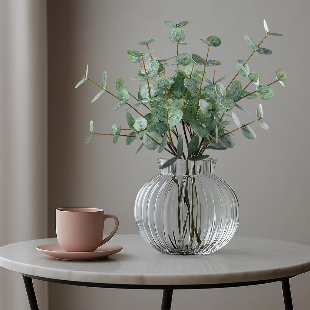 6pcs Real Touch Artificial Eucalyptus Stems Dual-Sided Lifelike Leaves Fake Eucalyptus Plants for Wedding Flower Arrangement Centerpiece Bouquet Home Office Decor(Gray Green)
