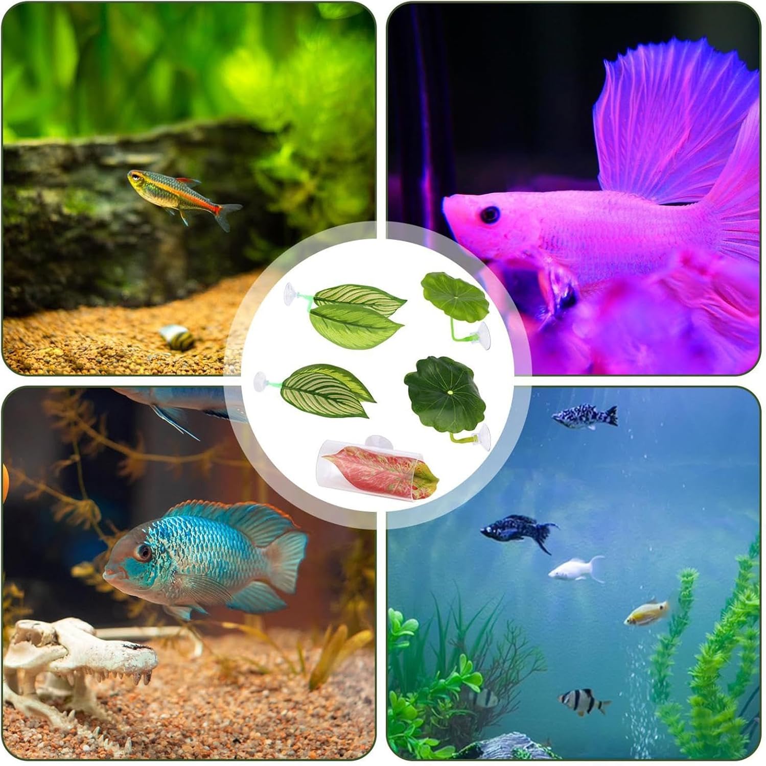 Betta Fish Hammock - Adjustable Leaf Rest Set for Aquariums Featuring Five Flexible Pads Designed for Betta Fish, Shrimp, Corydora, and Loaches to Play, Sleep, and Breed Comfortably in Home or Office