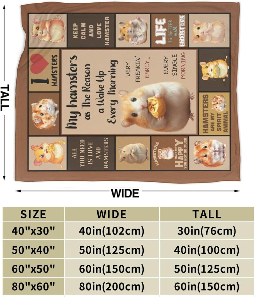 Hamster Blanket Hamsters Throw Blanket Flannel Stuff Merch Cozy Decor Fleece Plush Fuzzy Warm Soft Lightweight Bedding Gifts for Lover Girls Women Men Boy Couch Sofa 60"X50"