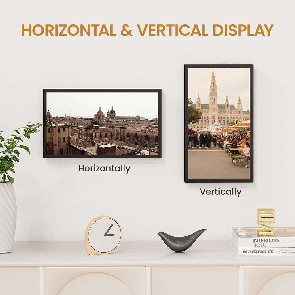 7x12 Aluminum Metal Picture Frame,Tempered Glass Black Photo Frame 7x12 for Family Photo,Posters,Art,Document to Wall Mount Horizontally or Vertically