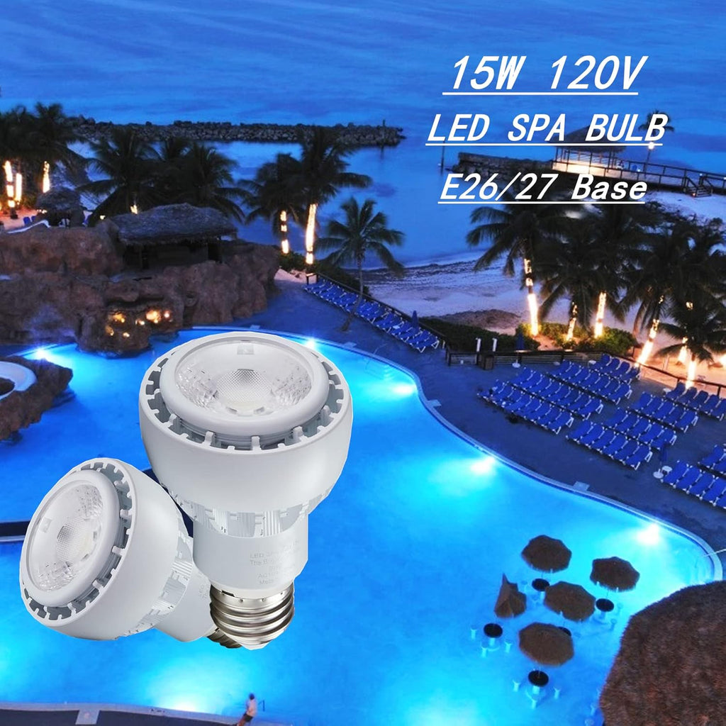 LED Spa Light Bulb15W 1500LM 120V 6000K Daylight White LED Pool Light Bulb, Small Pool SPA Pool Replacement Bulb,Replaces up to 100-300W Traditionnal Bulb