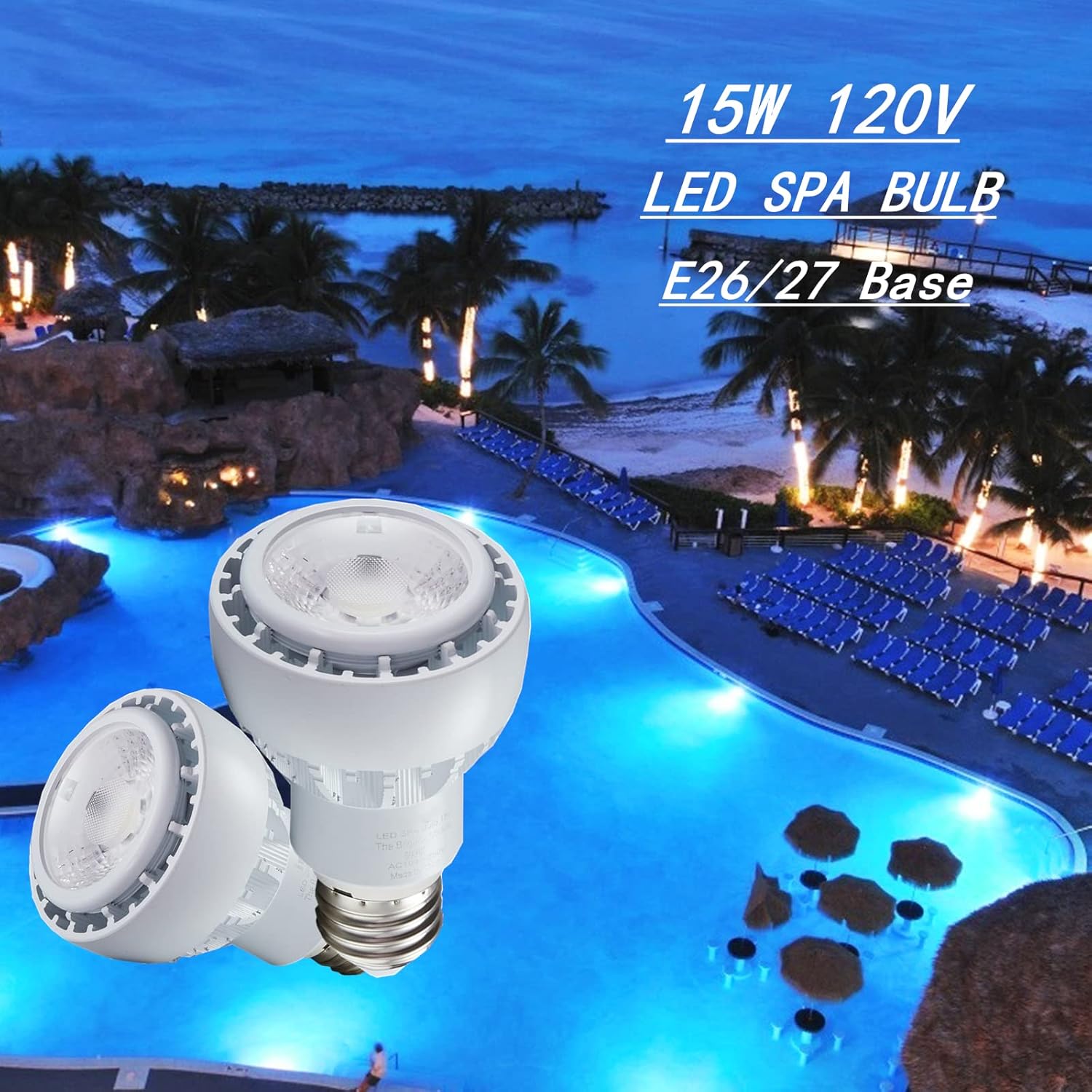 LED Spa Light Bulb15W 1500LM 120V 6000K Daylight White LED Pool Light Bulb, Small Pool SPA Pool Replacement Bulb,Replaces up to 100-300W Traditionnal Bulb