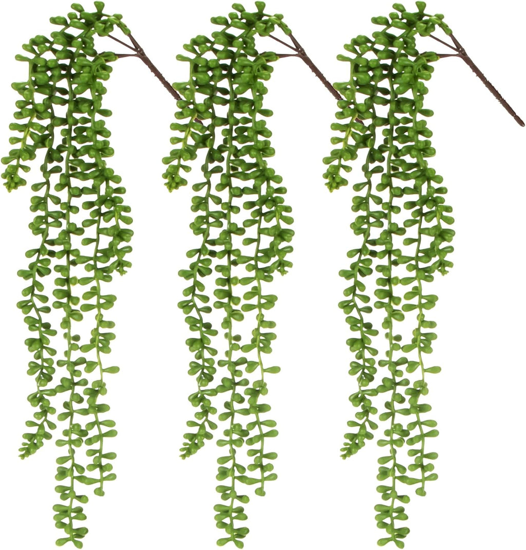 Fake Hanging Plants Artificial Decor - 3PCS String of Pearls Plant Artificial Hanging Plants Fake Succulents Vines for Bedroom Greenery Backdrop Outdoor Wall Decor Balcony Porch Home Decor28