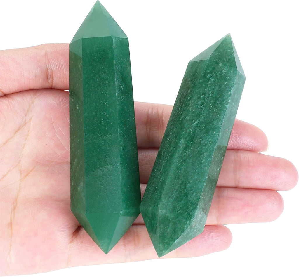 YATOJUZI 3.5" Green Aventurine Healing Crystals Wand Natural Crystals and Healing Stones Large Hexagonal Crystal Points for Meditation Divination Reiki Energy Balancing Good Luck Gifts 1PCS