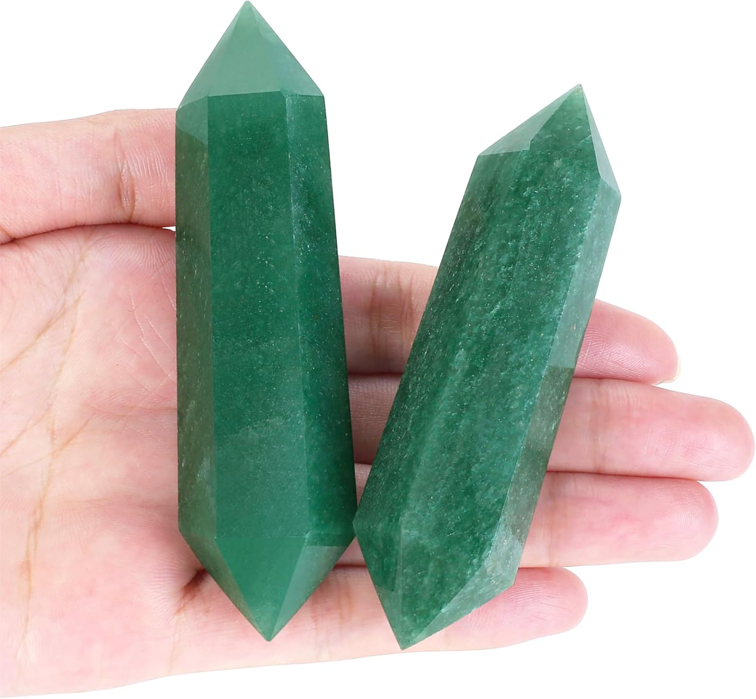 YATOJUZI 3.5" Green Aventurine Healing Crystals Wand Natural Crystals and Healing Stones Large Hexagonal Crystal Points for Meditation Divination Reiki Energy Balancing Good Luck Gifts 1PCS