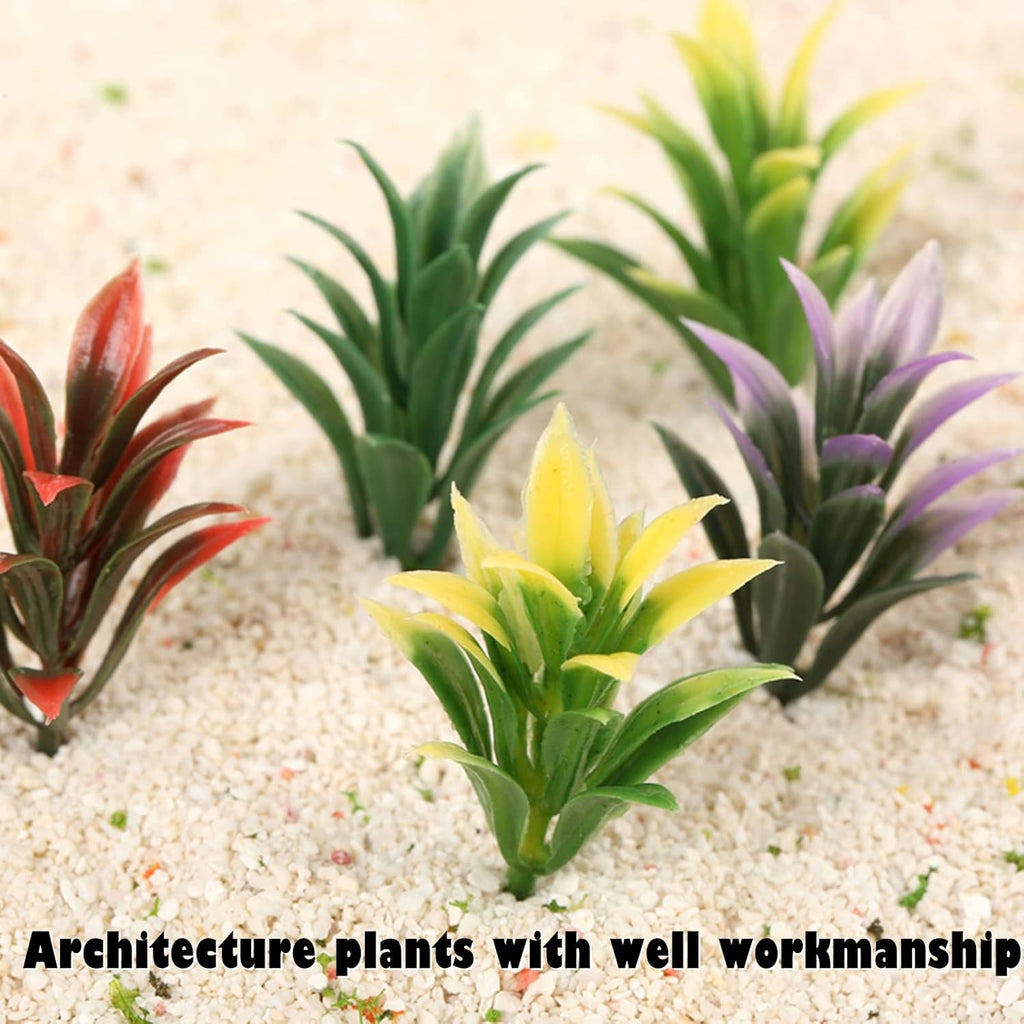 Yetaha 100PCS Mixed Model Plants, Colorful Flowering Plants, Railway Park Garden Scene Architecture Ornament Scenery, Railroad Layout Scene Decoration