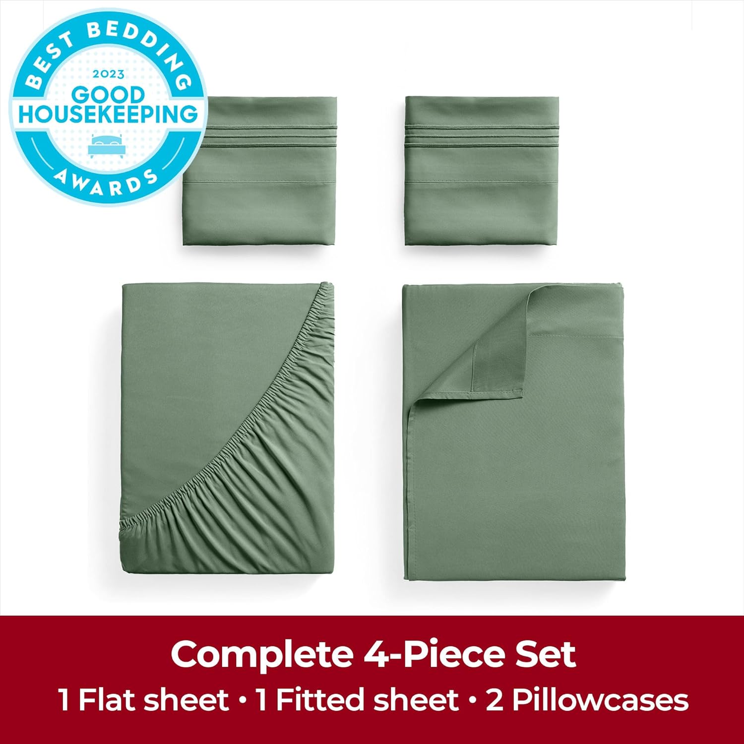 Mellanni Extra Deep Queen Sheets - 4 PC Iconic Collection Bedding - Hotel Luxury, Ultra Soft, Cooling Bed Sheets - Wrinkle, Fade, Stain Resistant (Queen, Sage)