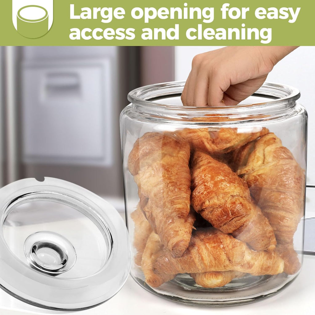 Masthome 1 Gallon Glass Jar with Lid,Large Glass Cookie Jar,Wide Mouth,Dishwasher Safe,Large Clear Jar,Storage Containers with Lids For Flour,Nuts,Cookies,Snacks-Send 15pcs Food Storage Bags