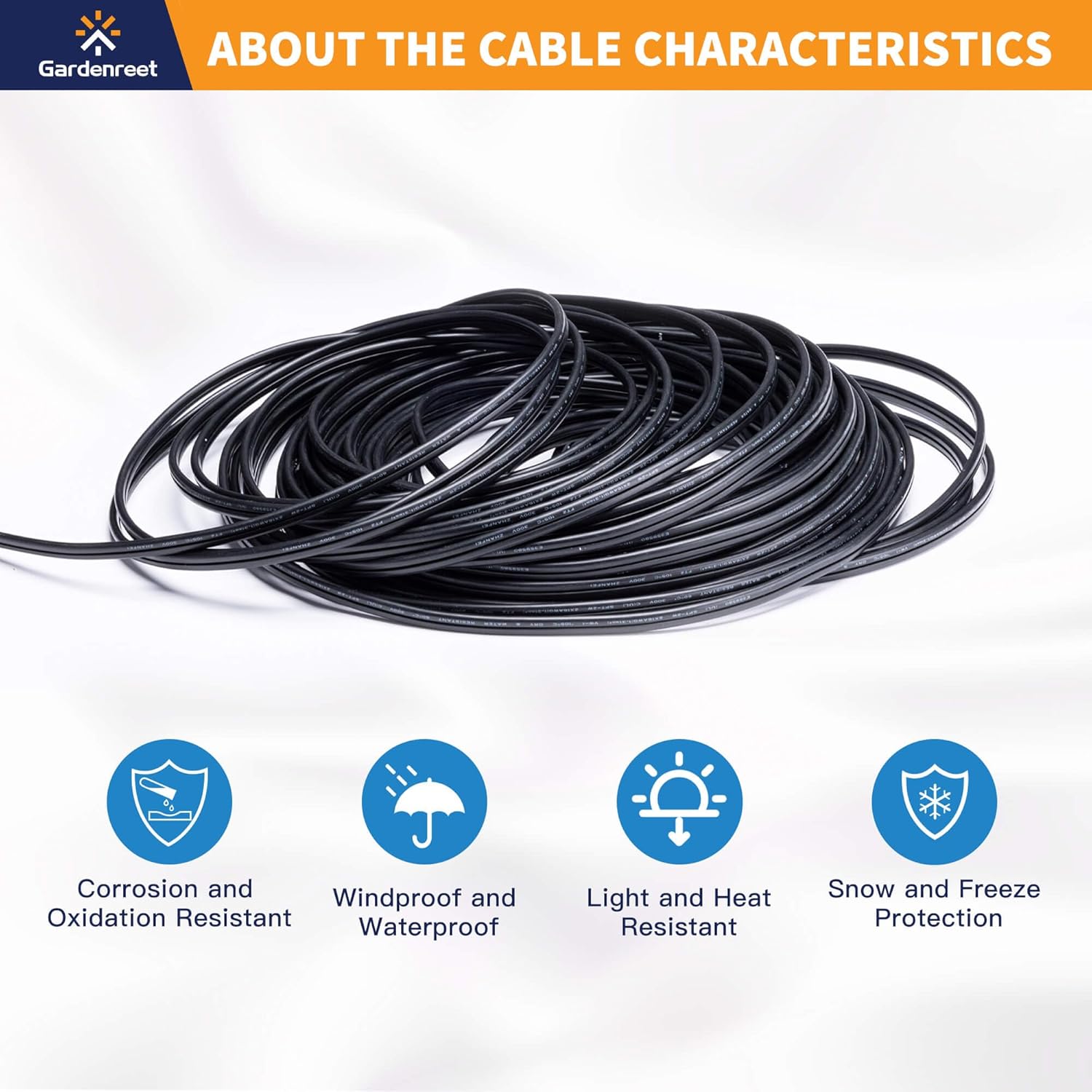 Gardenreet 12/2 Low Voltage Landscape Lighting Wire, 12AWG 2-Conductor, 250 Feet Copper Electrical Wire, PVC Wire for Low Voltage LED Light (UL Listed)