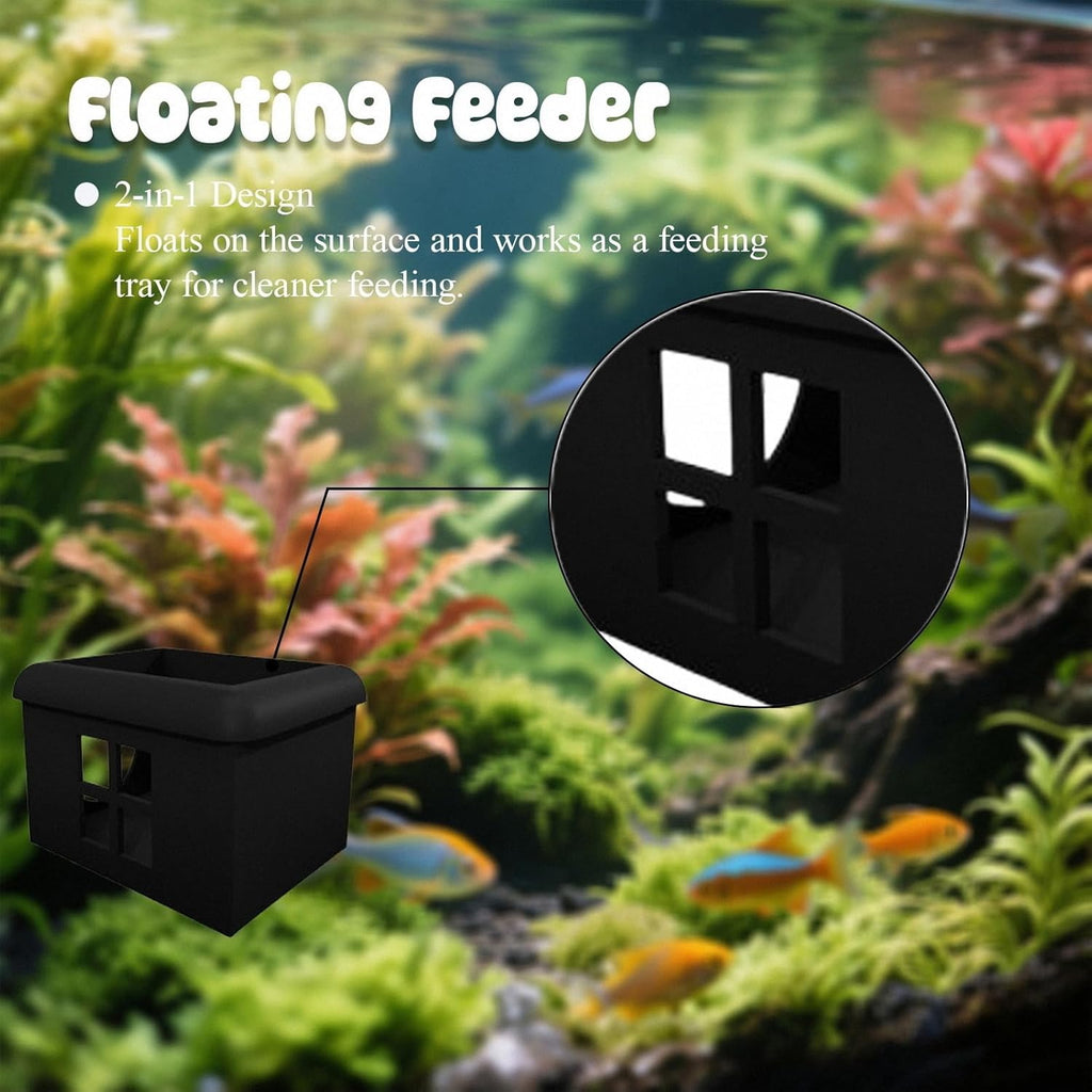Black Floating Betta Fish Hideout with Window – 3D Breeding Box & Resting Cave – Floating Betta Hammock, Feeding Platform & Fish Tank Accessories for Small Aquariums, Bowls & Nano Tanks